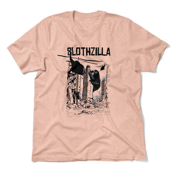 Slothzilla Men/Unisex T-Shirt in Heather Peach color